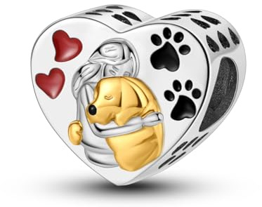 NARMO 925 Sterling Silber Anhänger Haustiere Hunde Herz Anhänger für Armbänder