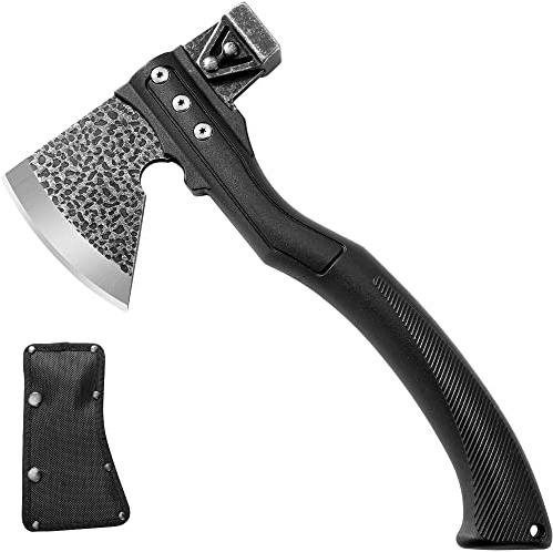 TESCOACH Hackbeil Camping-Hackbeil für Holz, ergonomischer gebogener rutschfester Griff, tragbare Scheide (0,45 kg)