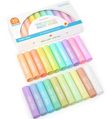 Shuttle Art Tempera Malstifte, 20 pastell feste Tempera Gouache farbstifte für Kinder, schnell trocknend, können auf Papier, Holz, Glas, Keramik, Leinwand verwendet werden, wachsmalstifte ab 1 jahr
