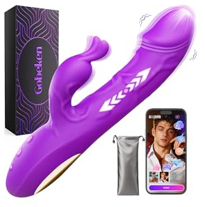 Gobeken Vibrator Vibration für Frauen Dildo mit 10 Stoßfunktion 10 Vibration, APP KI-Interaktion Vibrator Sex Spielzeug für die Frau Solo Paare Vibratorensets für frauen Dildos Katheter Harnröhrensond