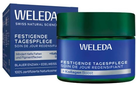 WELEDA Bio Festigende Tagespflege Blauer Enzian & Edelweiß - Naturkosmetik Natural Anti Aging Gesichtscreme/Feuchtigkeitscreme mindert tiefe Falten & reduziert Pigmentflecken (vegan, 40ml)