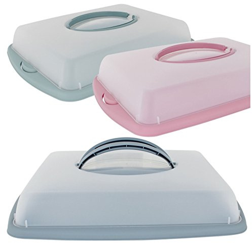 Kuchencontainer 2 Stück Tortenbehälter, Lebensmittel Transportbox mit klappbaren Griffen 43 x 31 x 9 cm 6,5 Liter Farbauswahl, Made in Europe, Farbe:Grün