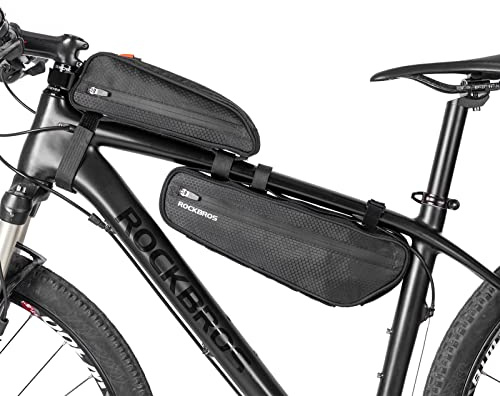 ROCKBROS Fahrradtasche Set, Fahrrad Lenkertasche + Rahmentasche, 2 in 1 Abnehmbare Dreiecktasche für MTB Rennrad E-Bikes 2,5L