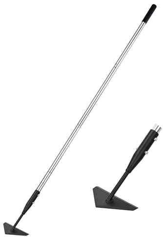 YEELOR Dreieckige Gartenhacke, Karbonstahl, Push-Pull-Unkrautwerkzeug | 146,1 cm langer Griff Edelstahl Unkrautjäter mit langem Griff zum Graben, Jäten, Hacken und Lockern des Bodens