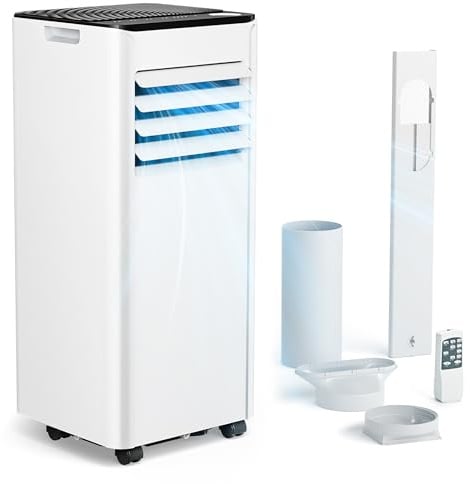 Klimaanlage Mobil - Klimagerät mit Abluftschlauch 7000 BTU | 4-in-1 Mobiles Klimagerät | Leiser Betrieb | Digitaldisplay + Fernbedienung | Fenster-Installationsset | 24h-Timer | Für Räume bis 20 m²
