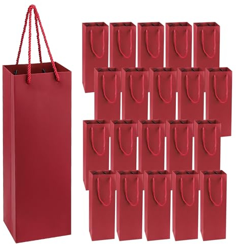 Flaschentüten,Geschenktüten für Wein,20 Stück Kraft-Wein-Geschenktüte, flaschentüten Geschenktüte mit Griff, Recycelbarer Wein Champagner Geschenktasche für Weihnachten, Hochzeit, Geburtstag