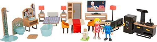 small Foot Puppenhausmöbel-Set Modern aus Holz und Kunststoff, Puppenhaus-Zubehör für Kinder ab 3 Jahren, 11742