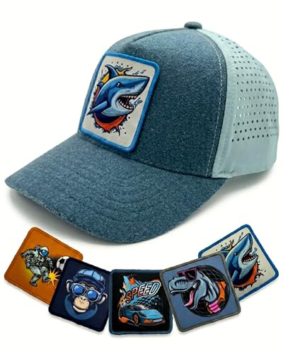 HECKBO Kinder Baseball Kappe verstellbar mit Patches zum Individualiseren Verschiedene Coole Motive