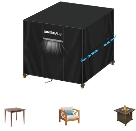 SIMPHAUS Abdeckung Gartenmöbel Tischabdeckung Outdoor Wetterfest Schutzhülle Gartentisch Klein Abdeckung Gartentisch Wasserfest Gartenmöbel Abdeckung für Feuerstelle 420D Oxford Gewebe 85x85x80cm