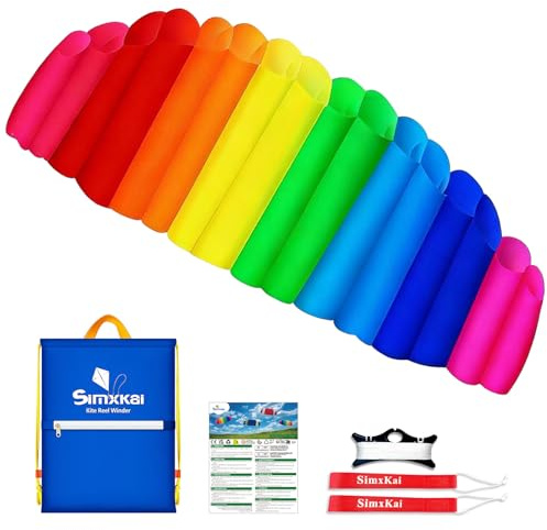 Simxkai Lenkdrachen Erwachsene 2,5m mehrfarbiges 2-Leiner Sportlenkdrachen-Set – inklusive Tragetasche, Handschlaufen, Lenkschnur-Spule und 2x25m Schnur, geeignet für jugendliche/erwachsene Einsteiger