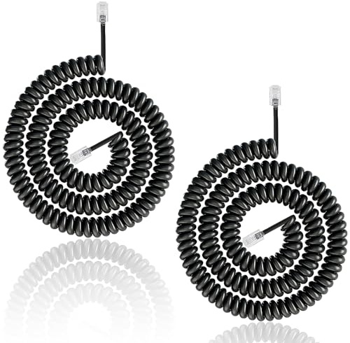 Toaluea 2 Stück Telefonkabel 3 Meter, RJ9 4P4C Telefonhörer Spiralkabel, Telefonkabel Verlängerung Gefederter, Telefon Kabel Flexible, Gewickelt Ersatzkabel für Festnetzanschlüsse