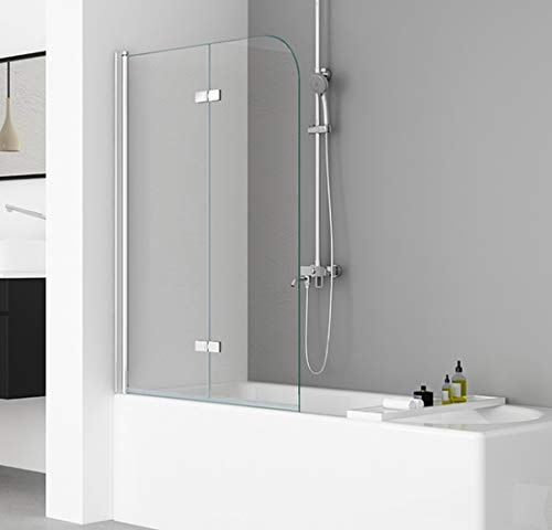 IMPTS Duschwand für Badewanne 100x140cm, Flatbar Duschwand 2-teilig Badewannenaufsatz Faltwand Duschtrennwand Duschabtrennung Badewannenfaltwand mit 6mm Sicherheitsglas