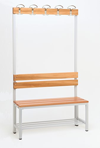 Szagato Garderobenbank Mit Haken 1-Seitig Mit Schuhrost 170x100x30 cm | Umkleidebank Mit Sitzbank für Garderobe Und Kindergarderobe