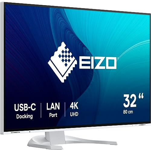 EIZO FlexScan EV3240X-WT 80 cm (32 Zoll) Weiß 4K UHD IPS Monitor mit USB-C (94W PD), LAN, KVM Switch