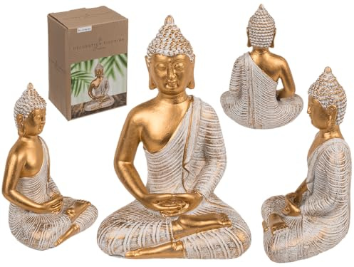 Deko-Figur, Buddha, ca. 11 x 9 x 16,5 cm, aus Polyresin, in Geschenkverpackung, Gold
