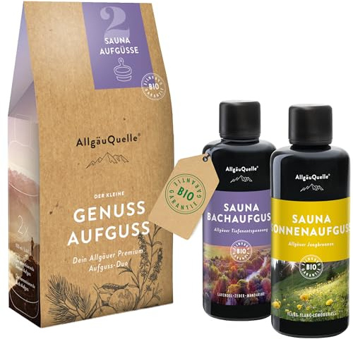 AllgäuQuelle® Saunaaufguss Set Bio Sauna Zubehör 2x100ml Sauna Aufgussmittel