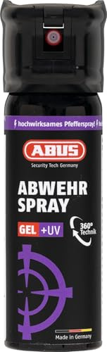 ABUS Abwehrspray-Gel zur Tierabwehr - hochwirksames Pfeffergel zur Selbstverteidigung bei Tierangriffen - bis zu 6 m Reichweite - mit UV-Marker - sprüht auch über Kopf