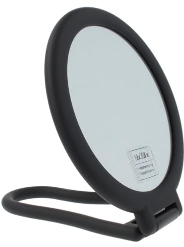 PARSA BEAUTY Stellspiegel mit 3-Fach Vergrößerung – Doppelseitiger, runder Kosmetikspiegel, schwarz, modernes Design für präzises Stylen – Spiegel zum Stellen und Hängen – 14,5 x 14 x 1 cm