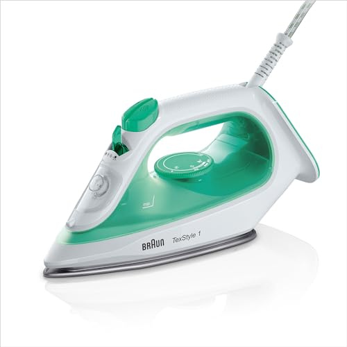 Braun TexStyle 1 Dampfbügeleisen SI 1040GR - Bügeleisen mit SuperCeramic Bügelsohle, Vertikaldampf, 2000 Watt, Grün