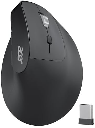 Acer Ergonomische Maus Kabellos, Wiederaufladbare 2.4GHz Vertikale Maus mit 3 Einstellbaren DPI, 6 Tasten, Ergonomisch Büromaus Vertical Wireless Mouse für Windows, mac OS, Linux, Chrome OS, usw.