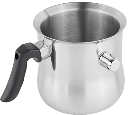 Haushalt International Milchtopf & Simmertopf (1,2 Liter) - Milchkochtopf doppelwandig, z.B. zum Milch erwärmen im Wasserbad Topf, Milchtopf Edelstahl, Wasserbad Schmelztopf, Edelstahltopf klein