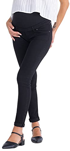 Milano - Umstandsmode jeans Damen Skinny Fit Jeggings, Mit Band Für die gesamte Schwangerschaft (3XL - 46, Schwarz)
