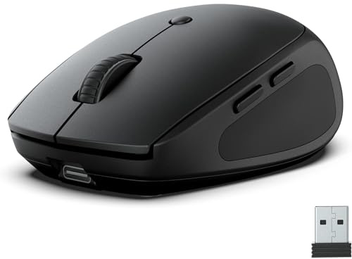 JLab Go Charge Bluetooth Maus/Funkmaus wiederaufladbar, BT 5,0/5,0+2,4Ghz mit USB-Dongle, Laptop Maus kabellos, Silent Wireless Mouse, Computermaus kabellos für PC/iPad/Computer/Tablet
