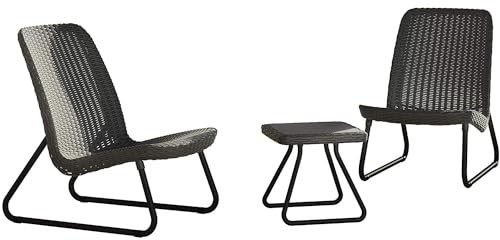 Keter Rio Patio Set - Modernes Lounge Gartenmöbel Set für Balkon und Garten in Graphit - Inkl. 2 Sessel & 1 Tisch