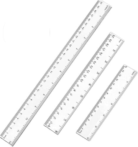 3 Stück Kunststoff Lineal, 15cm 20cm 30cm Lineal Transparent Flexibles Präzisionslineal Messwerkzeug Flexible Präzisionslineal für Schule Büro Zuhause (6, 8, 12 Zoll)