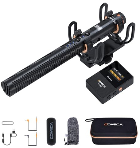 COMICA VM30 kabellose Shotgun Mikrofon für Kamera Supernieren Richtmikrofon | Kamera Mikrofon mit 3,5 mm, USB-C, für DSLR, Camcorder, PC, Android, ideal für YouTube, Podcast, Interviews