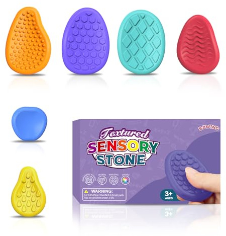 Bdwing Silikon Fidget Toys Sensory Stones, 6 Stück Sensorik Spielzeug Anti Stress Spielzeug, Worry Stone Stressabbau Reliever Geschenk für Kinder und Erwachsene, ADHS & Autismus Sensory Toys