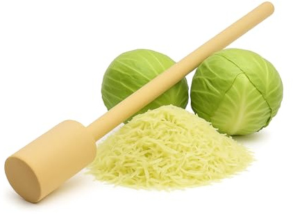 K&K 60 x 5,8 cm Krautstampfer für Sauerkraut im Gärtopf - Stampfer für Kartoffeln, Gemüse, Obst, antibakteriell, kratzfrei, natürliches unbehandeltes Holz: Buche