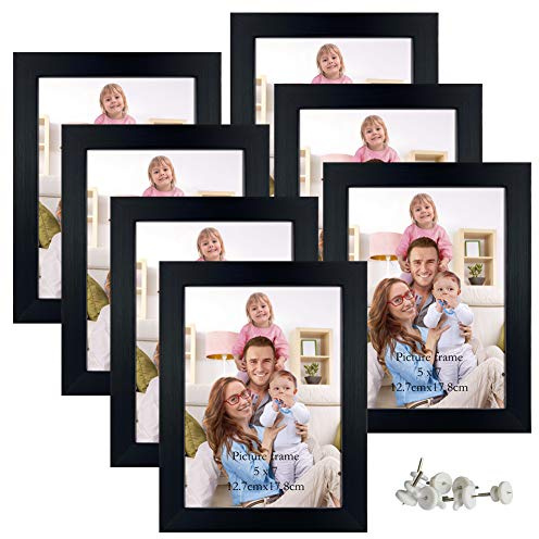 Giftgarden 7 Stück Bilderrahmen Set 13x18 cm Schwarz | Fotorahmen Collage für 18x13 Fotos und Bilder, Wand- oder Tischaufsteller - Geschenk Freund