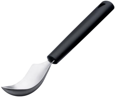 triangle Fruchtlöffel - einfaches Aushöhlen von Kürbis & Melone, Edelstahl | Beidseitig geschärfte Schlinge, GreenGrip-Griff (98% biobasierter Kunststoff) – 15,5 cm – spülmaschinengeeignet