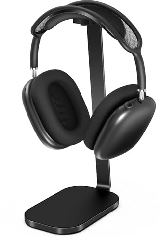 VICHYIE Kopfhörer Ständer, Schwerer Headset Halterung für AirPods Max, Schreibtisch Zubehör für Over-Ear Kopfhörer, Gaming Headsets, aus Aluminium, ABS und Silikon - Schwarz