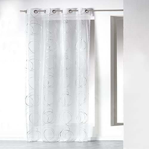 douceur d'Intérieur - 1623655, Gardine Mit Osen, 140 X 240 cm, Bully, Voile Bedruckt Silber, Weiss