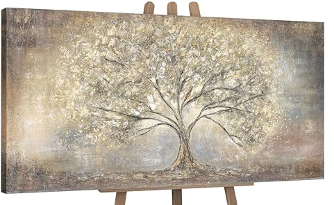 YS-Art XXL Abstrakt Acrylbild Goldbaum Kinderzimmer moderne Design Fengshu