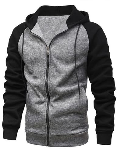 YawYews Sweatjacke Herren Zipper Hoodie Kapuzenjacke Herren Sweatjacke Mit Kapuze Sweatshirt Jacke Reißverschluss S-2XL