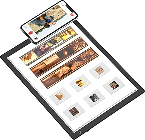 Eyesen Mobile Film Scanner, Konvertieren Sie 35mm Dias und Negative in JPG Digital mit Smartphone-Kamera, 12 x 9 Zoll tragbares ultradünnes LED Lichtpanel