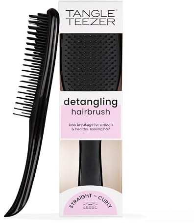 Tangle Teezer Ultimate Detangler Haarbürste – Für Nasses & Trockenes Haar – Entwirrungsbürste für Alle Haartypen – Zweistufige Borsten Reduzieren Haarbruch & Entfernen Knoten – Schwarz