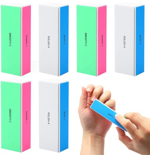 6 Stück Nagelfeile Nagelpolierer für Naturnägel Polierblock für Nägel | 4-Stufig, Polierfeile Fingernägel, Nagelfeilen Block, Professionelle Polierer zum Formen, Glätten und Polieren von Nägeln