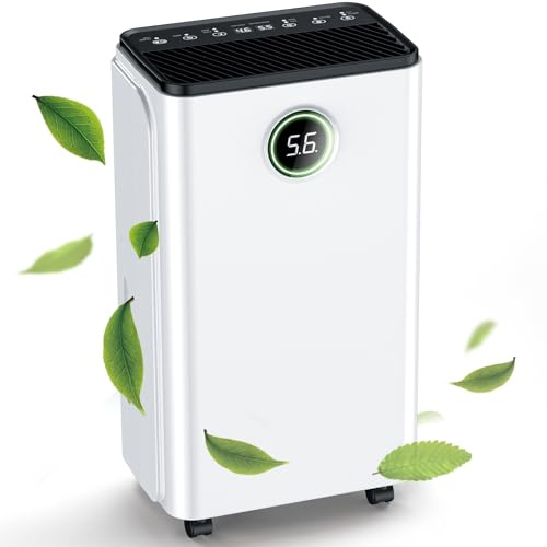 Luftentfeuchter, Auto Entfeuchtung, Raumentfeuchter Elektrisch 25m²/122m³, Luftentfeuchter mit LED Display und Wasserbehälter-Vollanzeige, Gegen Feuchtigkeit, Filter, Timer, 10 J. Gar