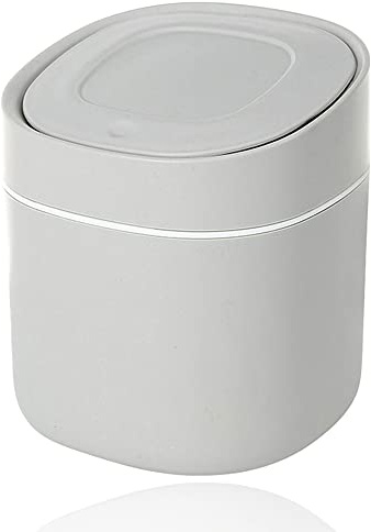 Tischmülleimer, Papierkorb mit Deckel, Klein Mülleimer Büro für Bad, Küche, Büro, Tragbar Abfallbehälter, Grau