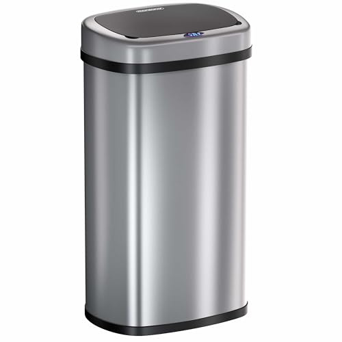 Monzana® Sensor Mülleimer Küche 58 L Automatik mit Bewegungssensor Soft-Close-Deckel Wasserdicht Smarter Abfalleimer Müllbehälter USB Kabel Silber
