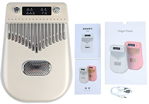 Elektronisches Kalimba Daumenklavier, 17 Tasten Tragbares Intelligentes Musikinstrument mit Noten für Kinder, Erwachsene, Anfänger, Profis (Gold)