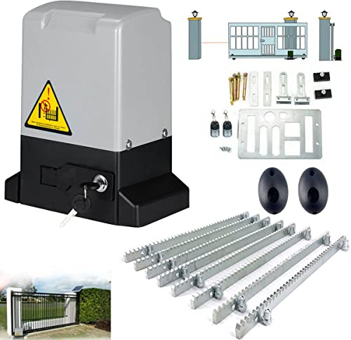ECUTEE 750W Elektrischer Schiebetorantrieb 2000KG Automatischer Schiebetoröffner, Automatischer Türöffnermotor, mit Infrarotsensor und 4m Racks