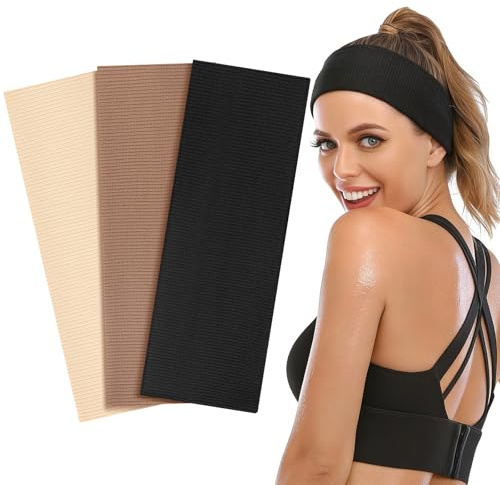 BELEVO Stirnband Damen Sport Haarband Damen Baumwolle 3 Stück Haarbänder Elastisch Headband Sommer Schweiß Weich Antirutsch Hairband Mode-Accessoires für Kosmetik Workout Yoga Laufen Fitness Gym