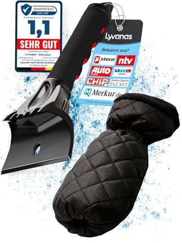 LYVANAS Eiskratzer Auto mit Handschuh TESTSIEGER 2025* - “Eismonster” Profi Scheibenkratzer Auto trifft auf den “Besten Eiskratzer Auto Handschuh“ - top Effizienz kombiniert mit 100% Komfort