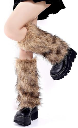 Muorruo Flauschige Leg Warmers, Lange Furry Stulpen, beinstulpen, Warme Fur Boots Abdeckungen für Frauen und Mädchen für 80er Party, Festival, Cosplay und den Winteralltag