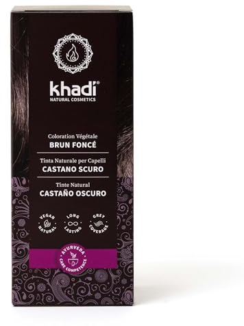 khadi DUNKELBRAUN Pflanzenhaarfarbe - Haarfarbe für tiefes, glänzendes Dunkelbraun bis kräftiges Schwarzbraun - 100% pflanzlich & natürlich - 100g